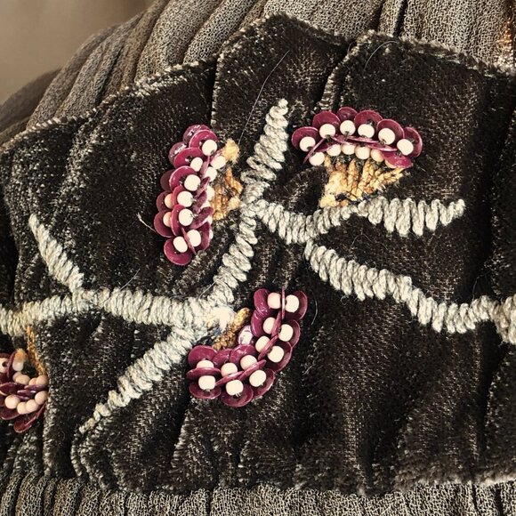 Zara olive brown velvet, embroidery and beads tunic top - Picture 9 of 13